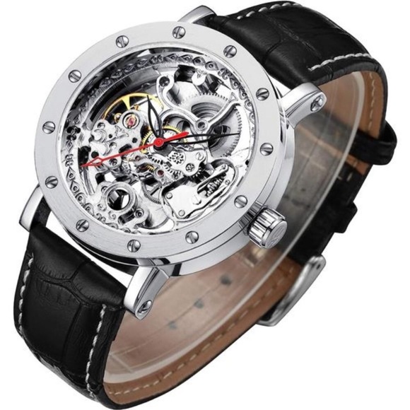 Men's Watch Mechanical Stainless Steel Skeleton Steampunk Design Automatic